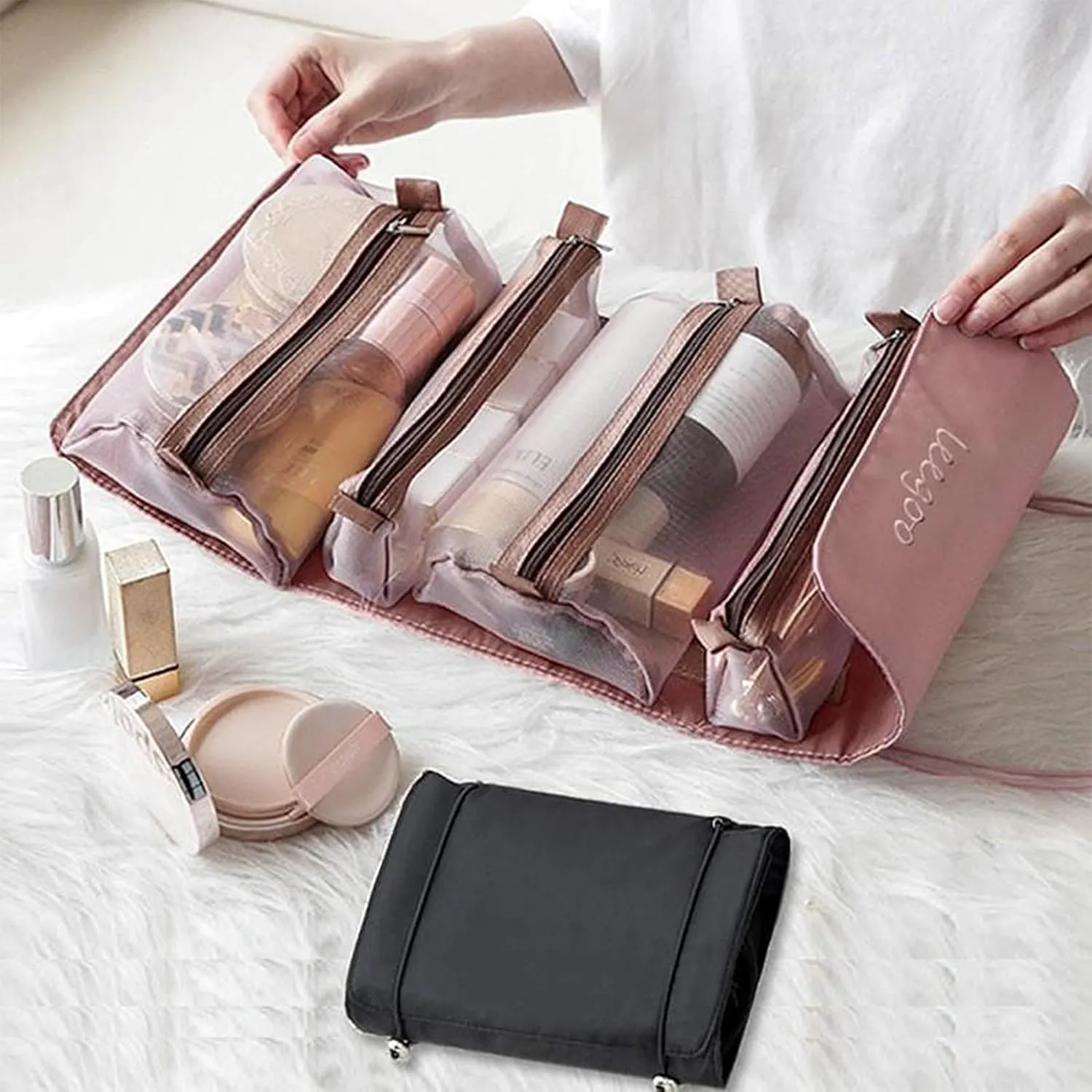 4-in-1 Travel Cosmetic Storage Bag - Organize Your Beauty Essentials On-the-Go (Purple)