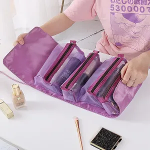 4-in-1 Travel Cosmetic Storage Bag - Organize Your Beauty Essentials On-the-Go (Purple)