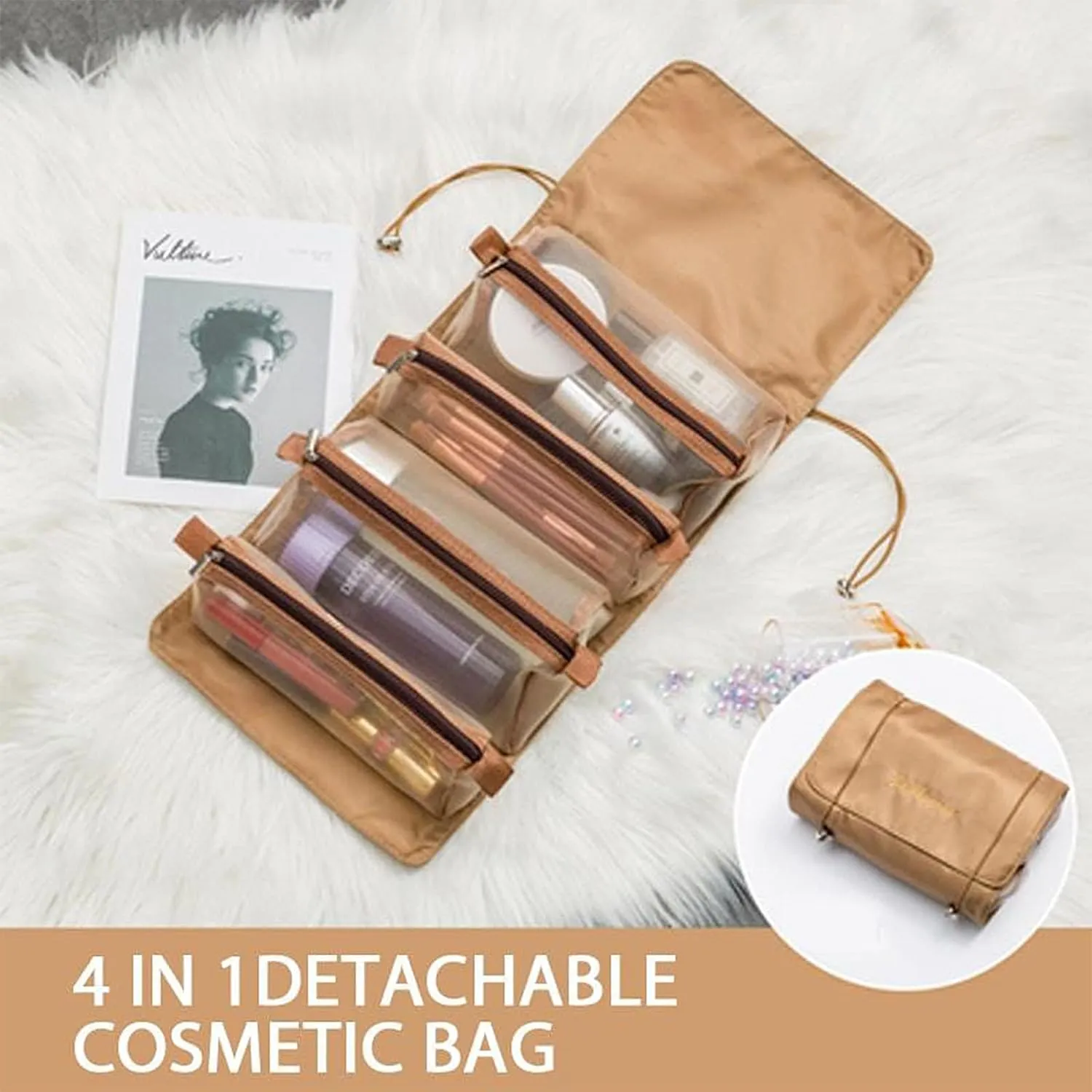 4-in-1 Travel Cosmetic Storage Bag - Organize Your Beauty Essentials On-the-Go (Purple)
