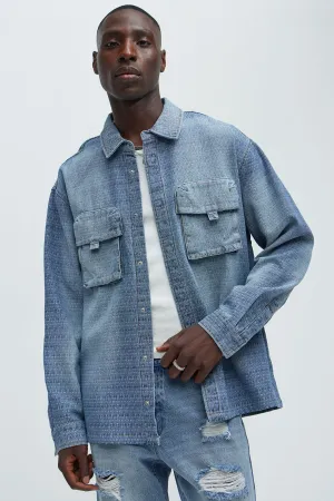 Abel Textured Button Up Shirt - Light Wash