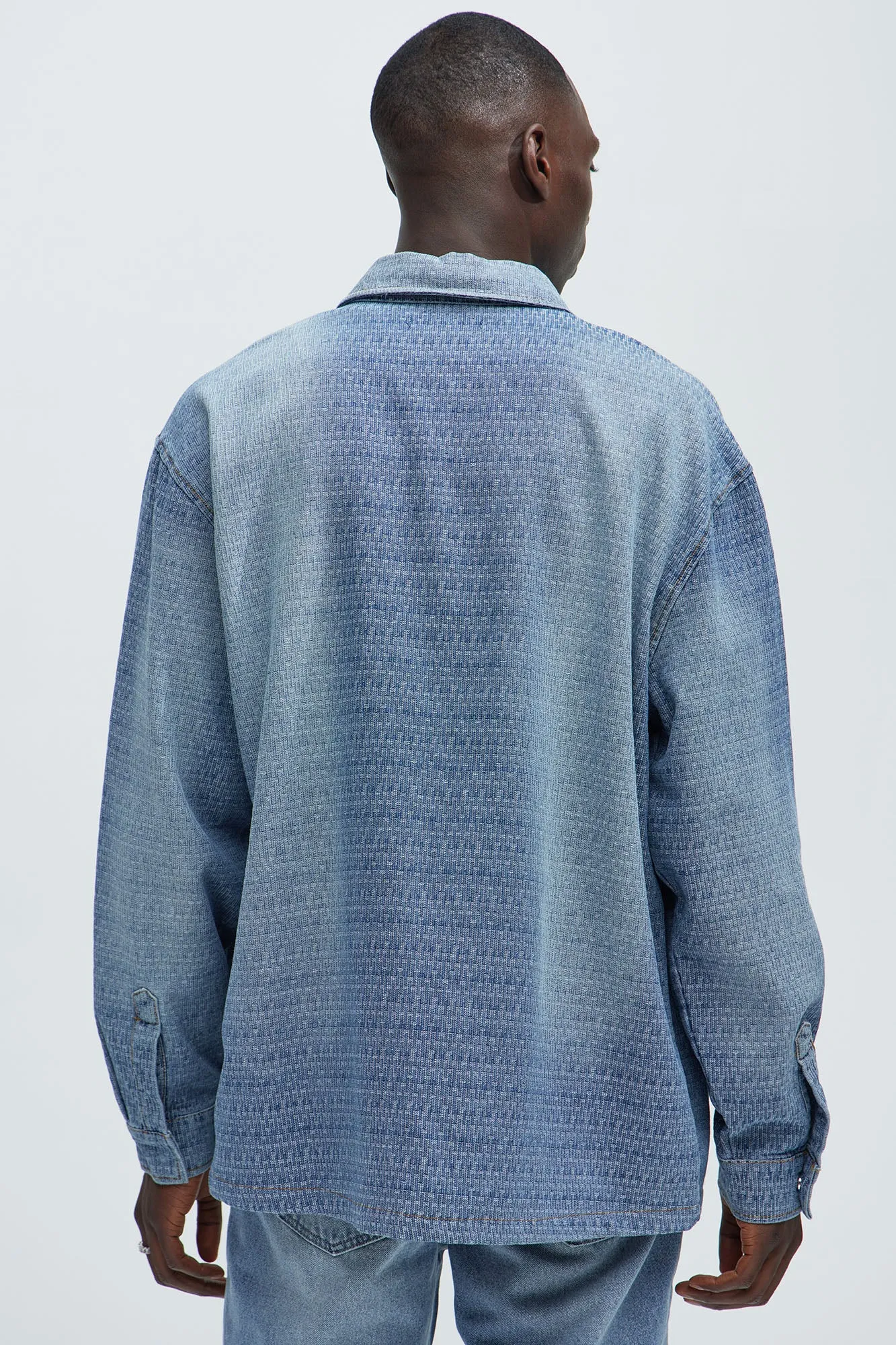 Abel Textured Button Up Shirt - Light Wash