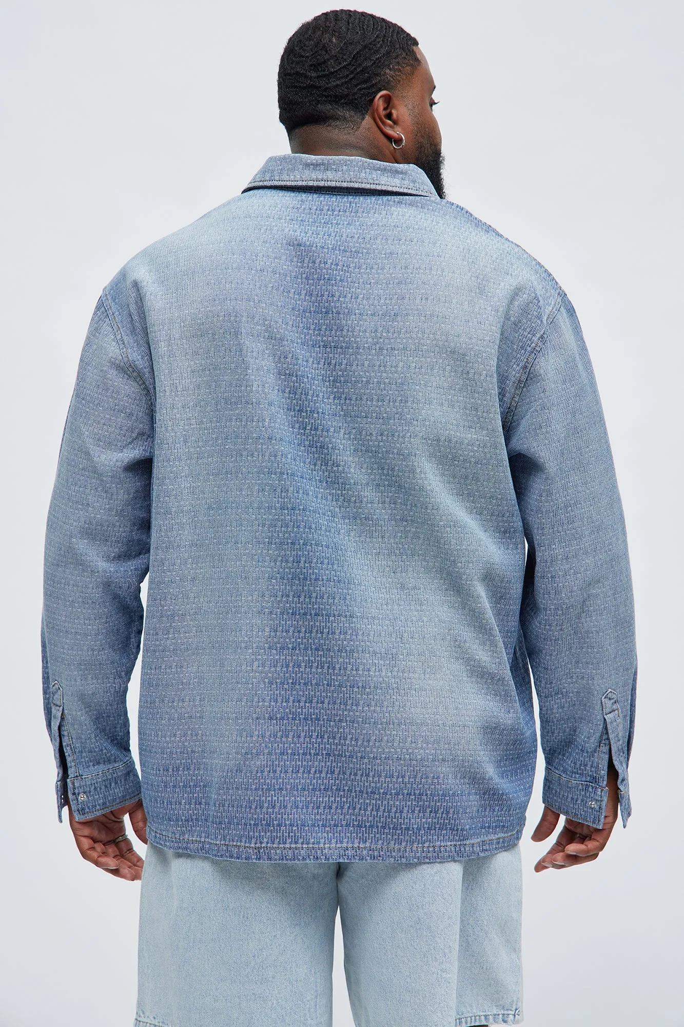 Abel Textured Button Up Shirt - Light Wash