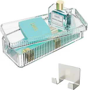 Acrylic Makeup Organizer, 2 Tier Stackable Tray for Cosmetics, Nail Polish, Perfume