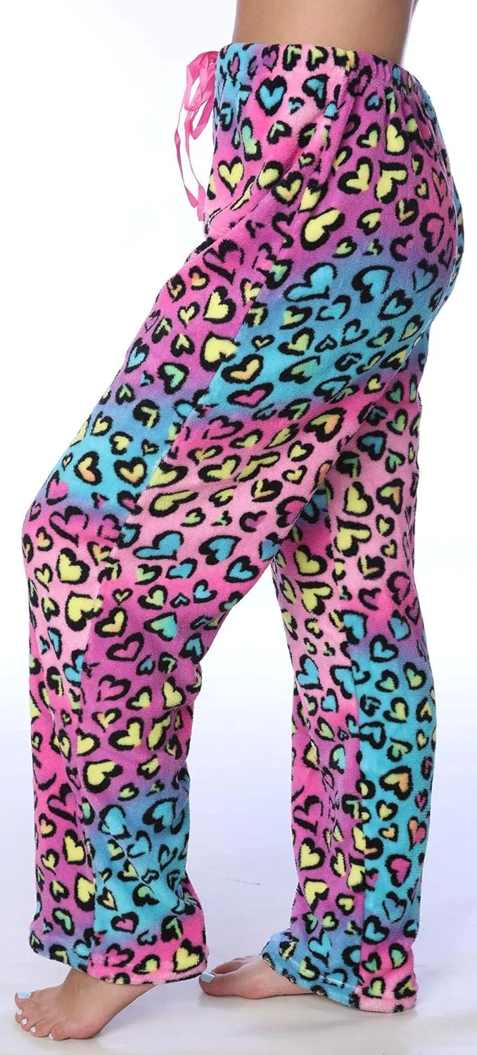 Active Club Womens Valentine Pajama Pants - Valentine PJ Fleece Lounge PJs for Women, Fun Cute Pajama Pants for Women