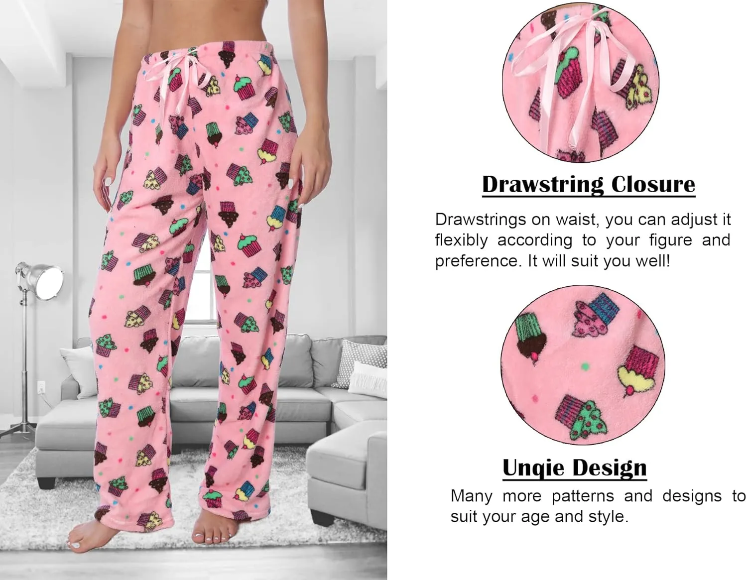 Active Club Womens Valentine Pajama Pants - Valentine PJ Fleece Lounge PJs for Women, Fun Cute Pajama Pants for Women