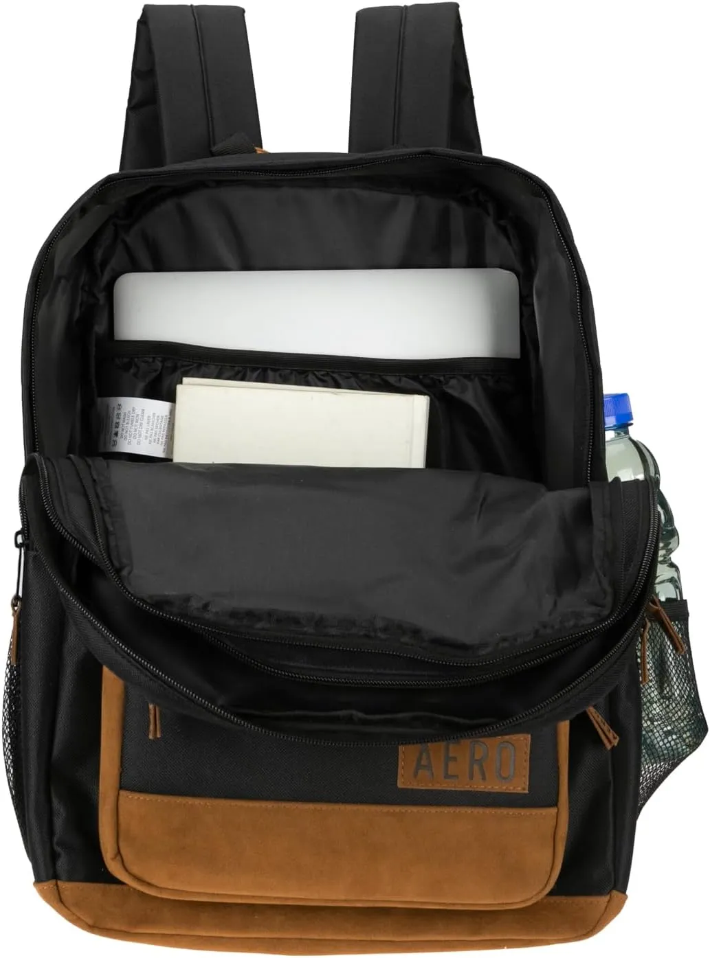 Aeropostale Airstream Unisex Backpack - Aero Mens and Womens Bag for Everyday Use (Black/Brown)