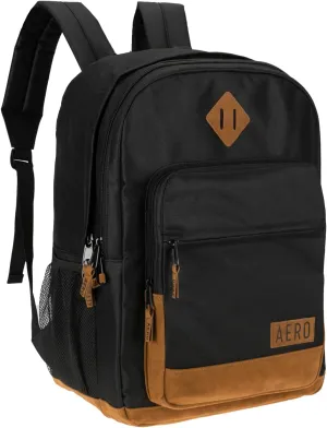 Aeropostale Airstream Unisex Backpack - Aero Mens and Womens Bag for Everyday Use (Black/Brown)