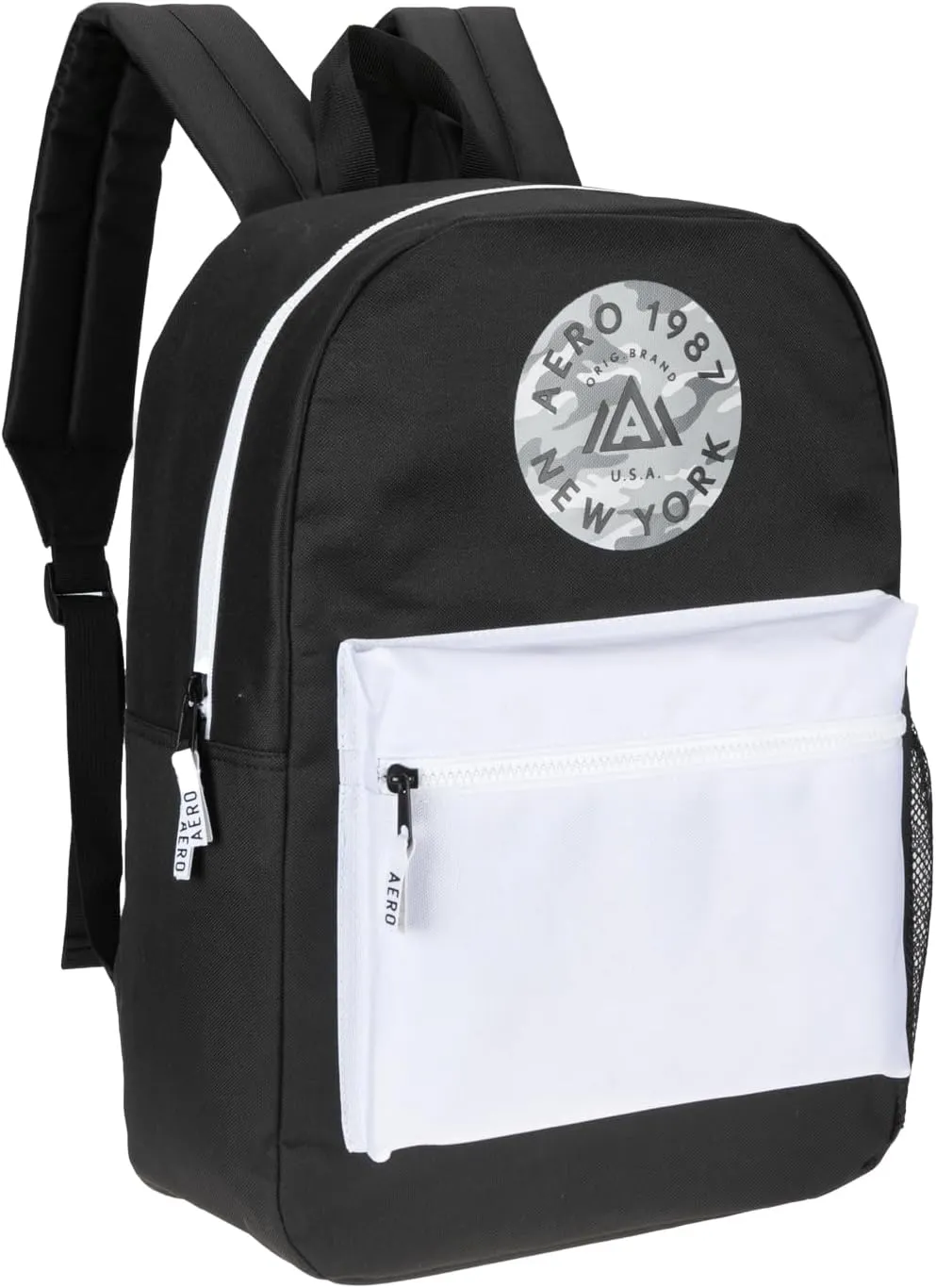 AEROPOSTALE Fieldtrip Unisex Backpack - AE Mens and Womens Bag for Everyday Use - Black/White