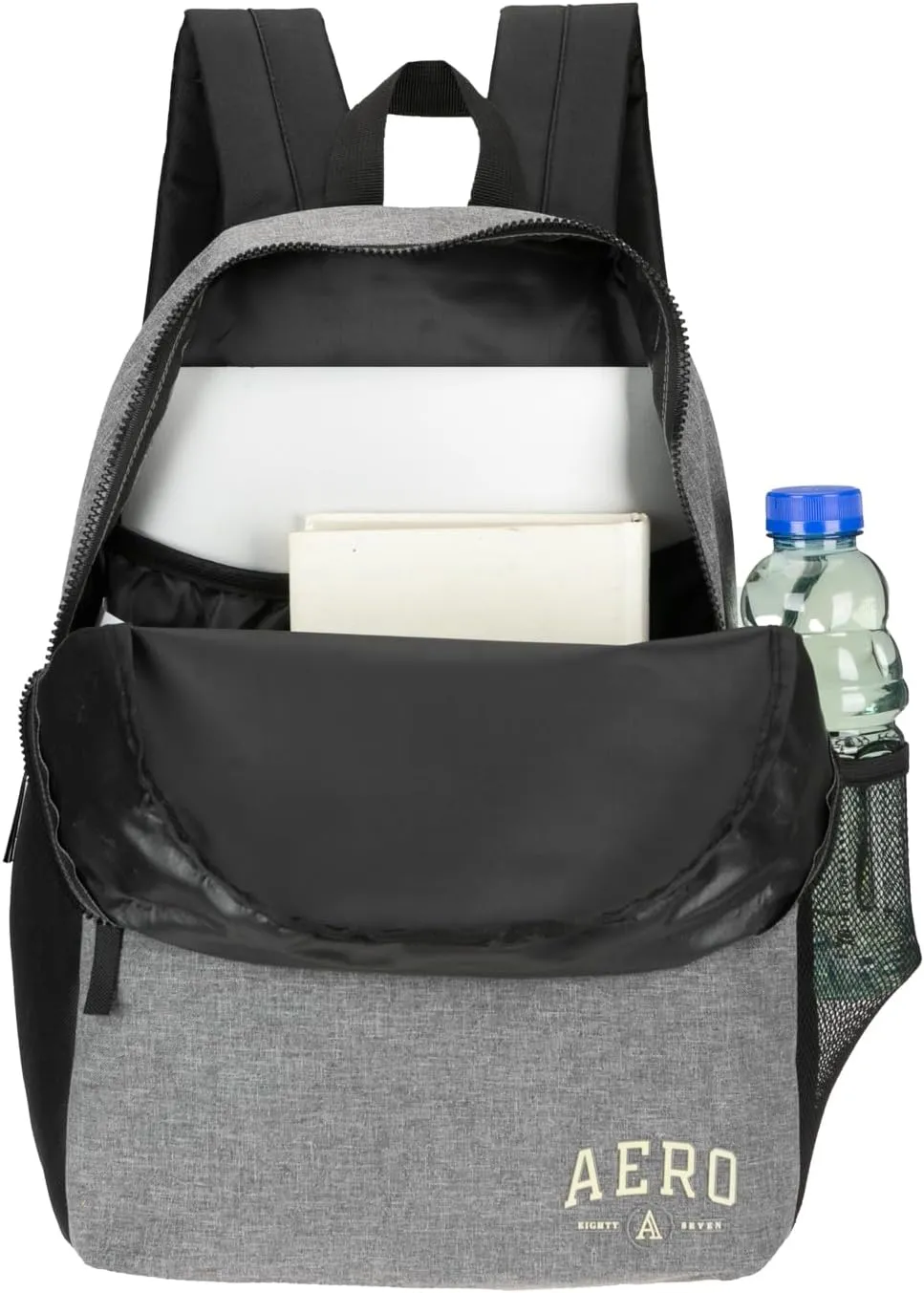 Aeropostale Wellington Unisex Backpack - Aero Mens and Womens Bag for Everyday Use (Black/Grey)