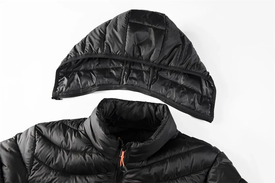Alloaone Men Windbreaker Hooded Parkas Warm Jacket Lightweight Cotton Padded Jacket Coat
