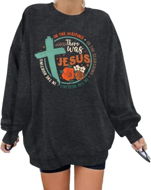 ALLTB Jesus Sweatshirt Women Christian Religious Sayings Sweatshirt Jesus Faith Bible Verse Flower Printed Long Sleeve Tops