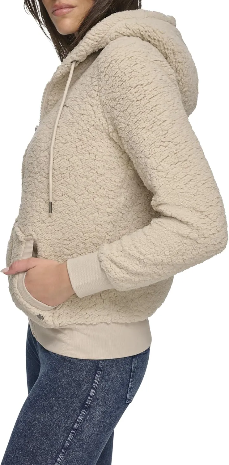 Andrew Marc Women's Teddy Fleece Full Zip Hooded Jacket