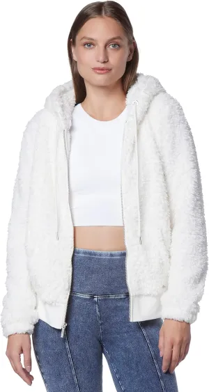 Andrew Marc Women's Teddy Fleece Full Zip Hooded Jacket