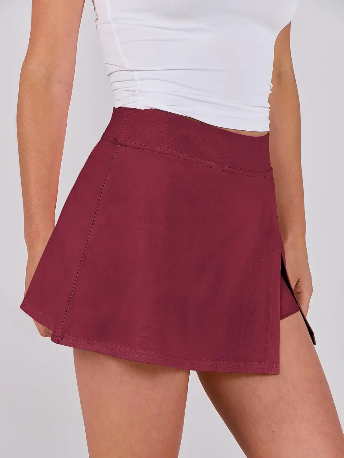 ANRABESS Women's Mini Skirt Skorts 2025 Summer Casual High Waisted Zip Back Inner Short Slit Bodycon Pencil Skirts