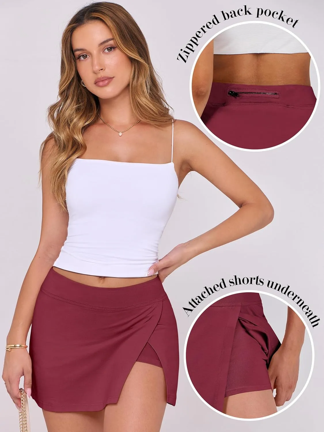 ANRABESS Women's Mini Skirt Skorts 2025 Summer Casual High Waisted Zip Back Inner Short Slit Bodycon Pencil Skirts