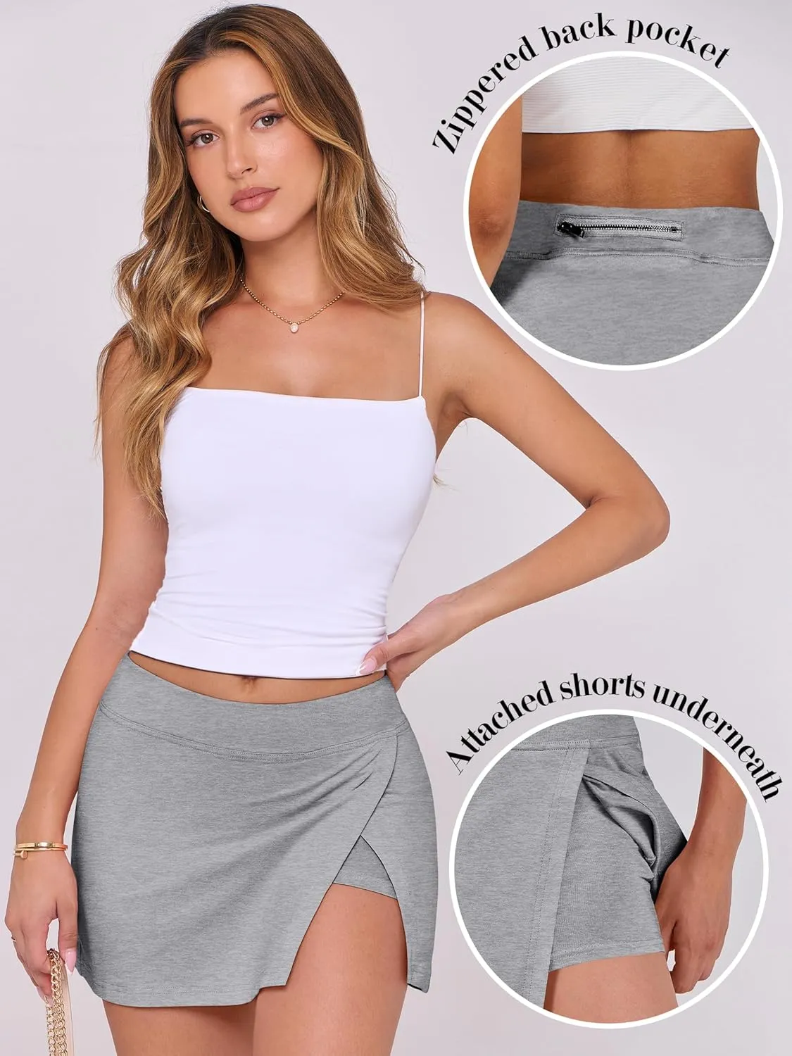 ANRABESS Women's Mini Skirt Skorts 2025 Summer Casual High Waisted Zip Back Inner Short Slit Bodycon Pencil Skirts