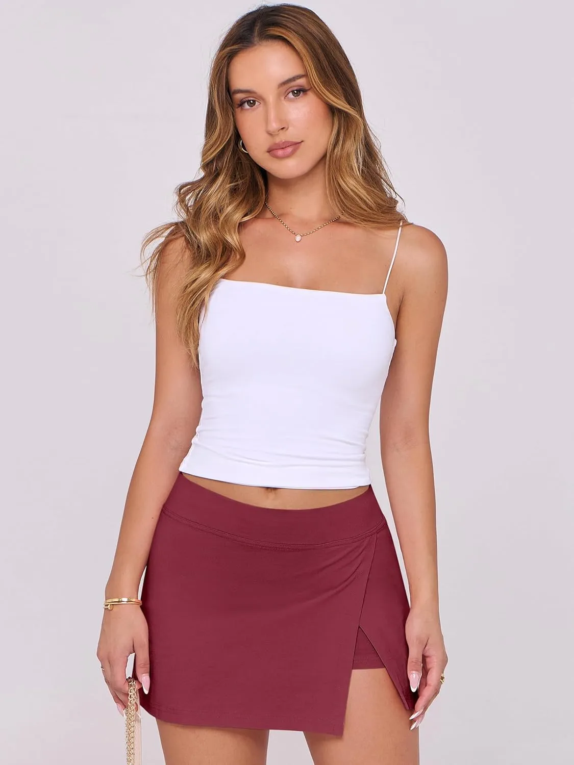 ANRABESS Women's Mini Skirt Skorts 2025 Summer Casual High Waisted Zip Back Inner Short Slit Bodycon Pencil Skirts