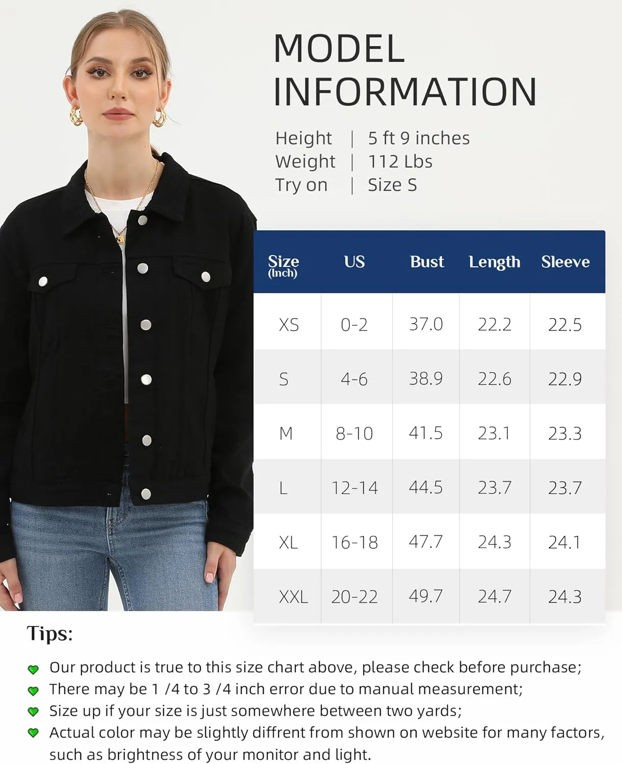 Argstar Denim Jacket for Women Button Up Long Sleeve with Pockets (Available in Inner Pockets)