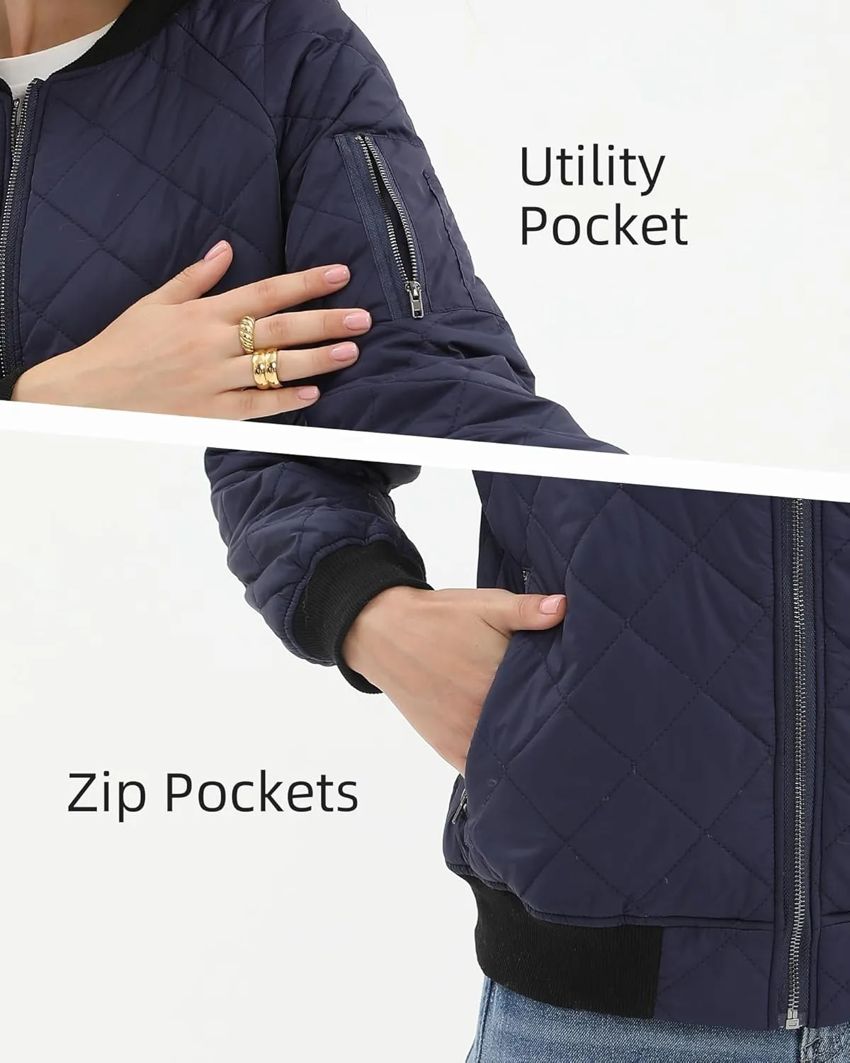 Argstar Women's Quilted Bomber Jakcet with 5 Pockets (XS-XXL)
