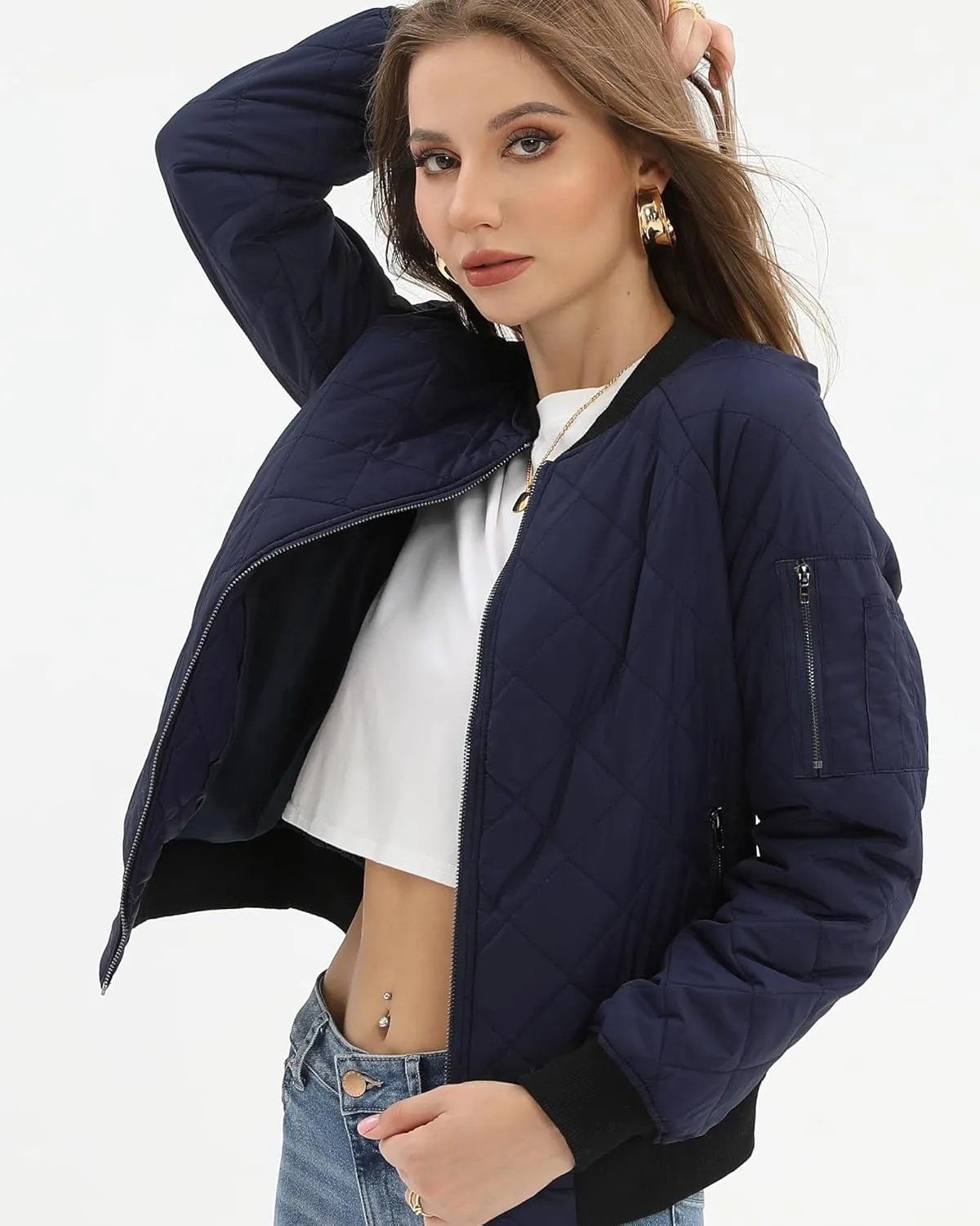 Argstar Women's Quilted Bomber Jakcet with 5 Pockets (XS-XXL)