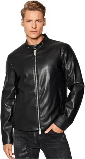 Armani Exchange Men's Fitted Full Zip Eco Leather Jacket
