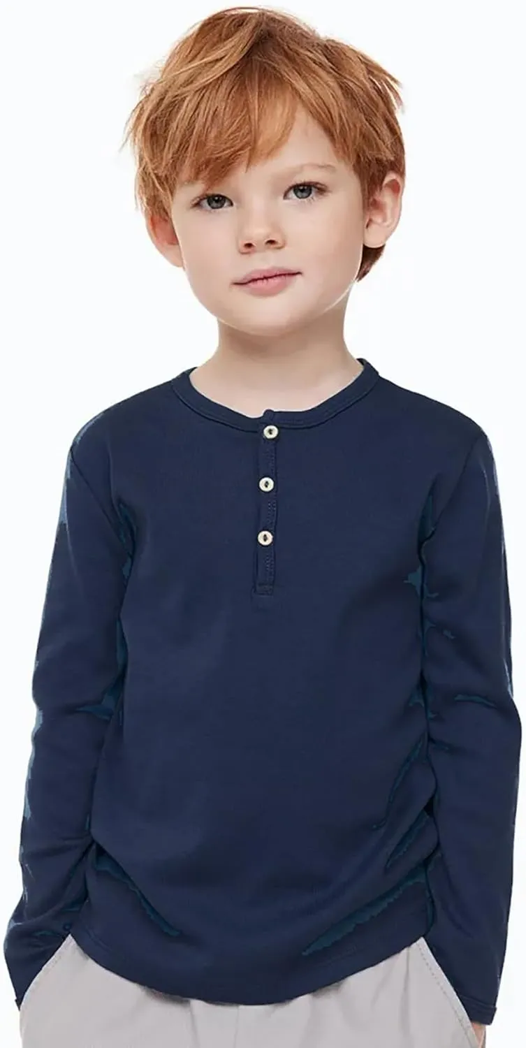 Arshiner Toddler Boys 3 Pack Long-Sleeve Henley T-Shirts Casual Cotton Graphic Shirt for 2-9 Years