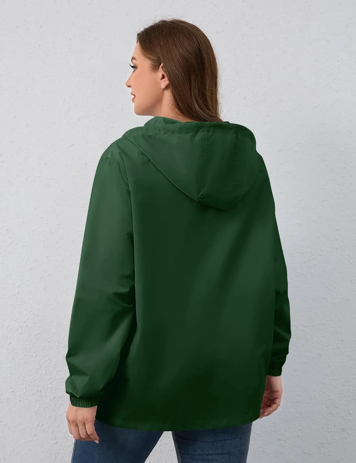 Avoogue Plus Size Womens Rain Jacket with Hood,Packable,Lightweight,Windbreaker,Waterproof Thin Jackets,Hiking,Travel