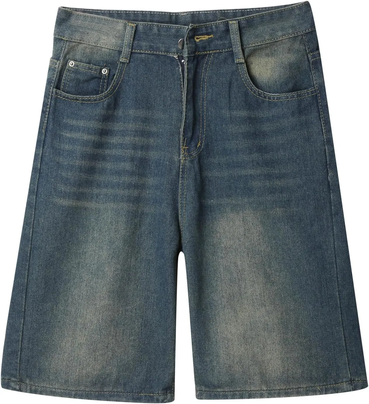Baggy Jean Shorts for Men Casual Loose Fit Hip Hop Long Denim Shorts Trendy Outfits