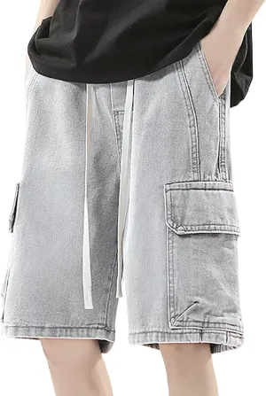 Baggy Jean Shorts for Men Casual Loose Fit Hip Hop Skateboard Denim Shorts Streetwear