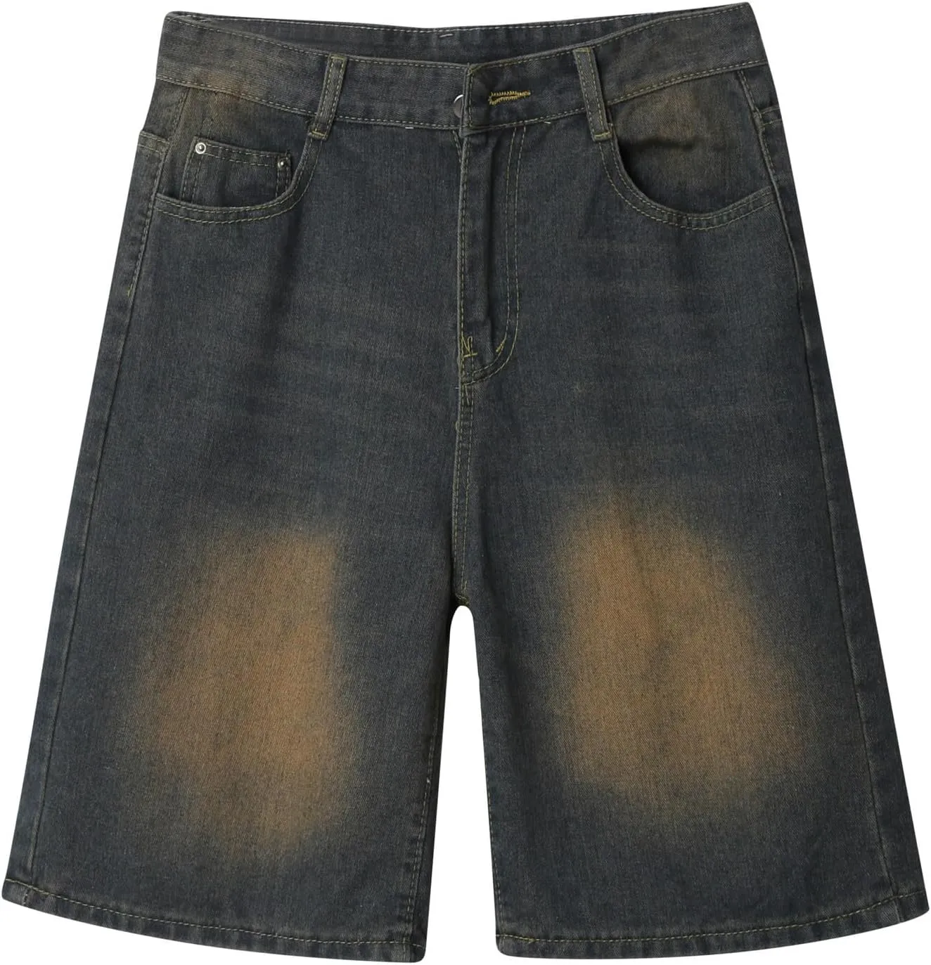 Baggy Jean Shorts for Men Summer Casual Loose Fit Hip Hop Long Denim Shorts with Pockets