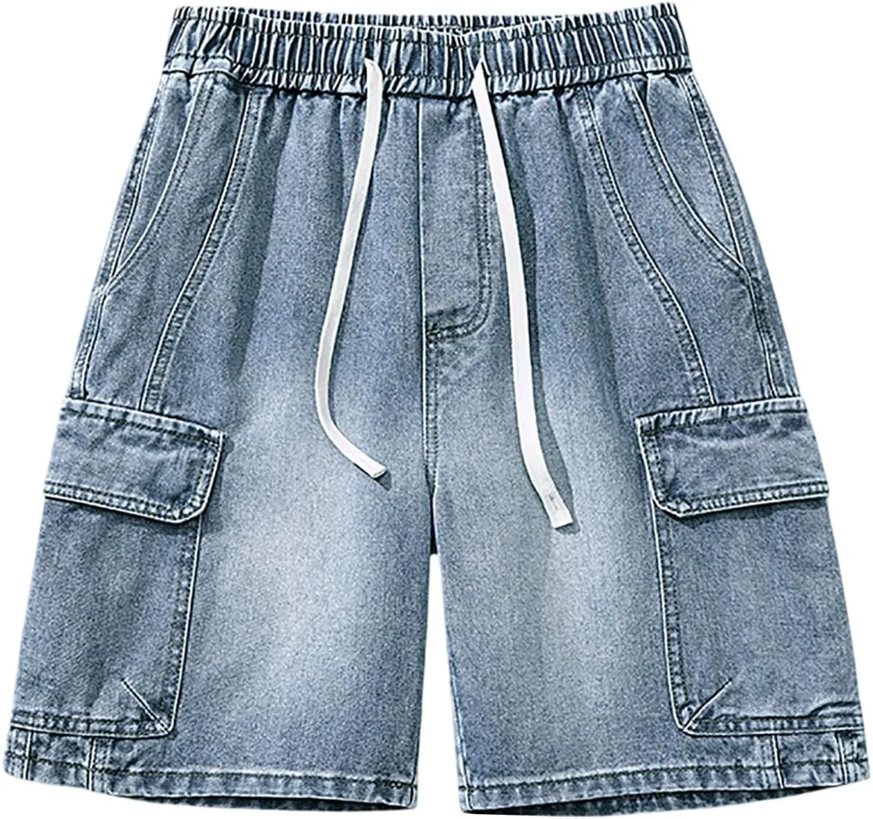 Baggy Jean Shorts for Men Summer Casual Loose Fit Hip Hop Long Denim Shorts with Pockets