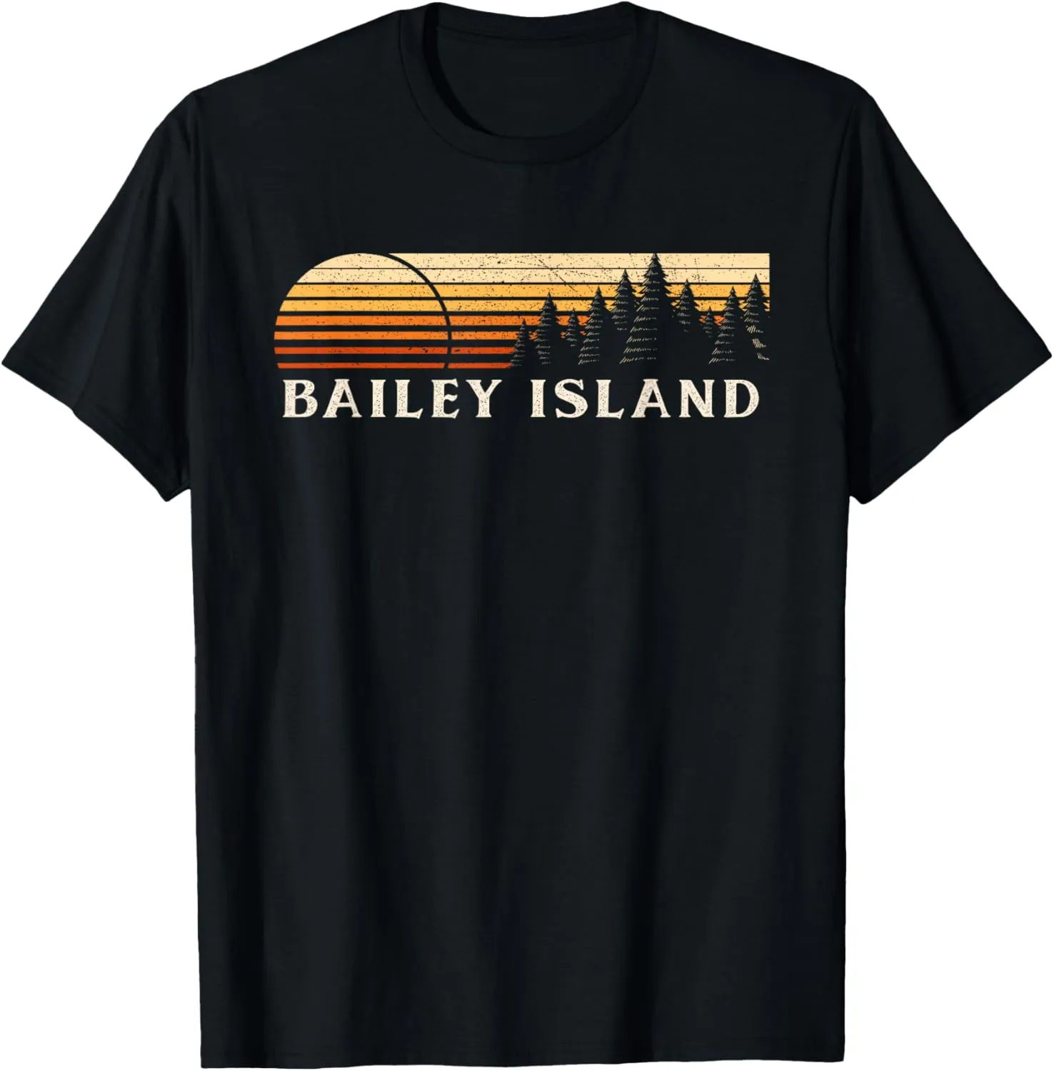 Bailey Island, ME Vintage Evergreen Sunset Eighties Retro T-Shirt