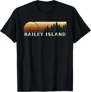 Bailey Island, ME Vintage Evergreen Sunset Eighties Retro T-Shirt