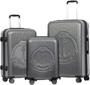 BiggDesign 3 Piece Hard Luggage Sets with Spinner Wheels, Suitcases with Wheels, Luggage Set with 100% ABS, Noice-Free Silent Wheels, Aluminum Soft Touch Suitcase Handle, TSA Lock 20" | 24" | 28"