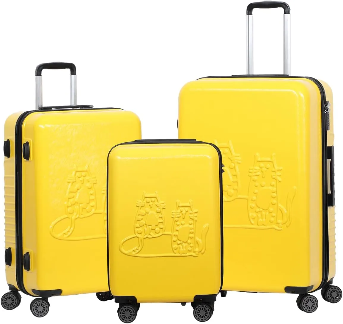 BiggDesign 3 Piece Hard Luggage Sets with Spinner Wheels, Suitcases with Wheels, Luggage Set with 100% ABS, Noice-Free Silent Wheels, Aluminum Soft Touch Suitcase Handle, TSA Lock 20" | 24" | 28"