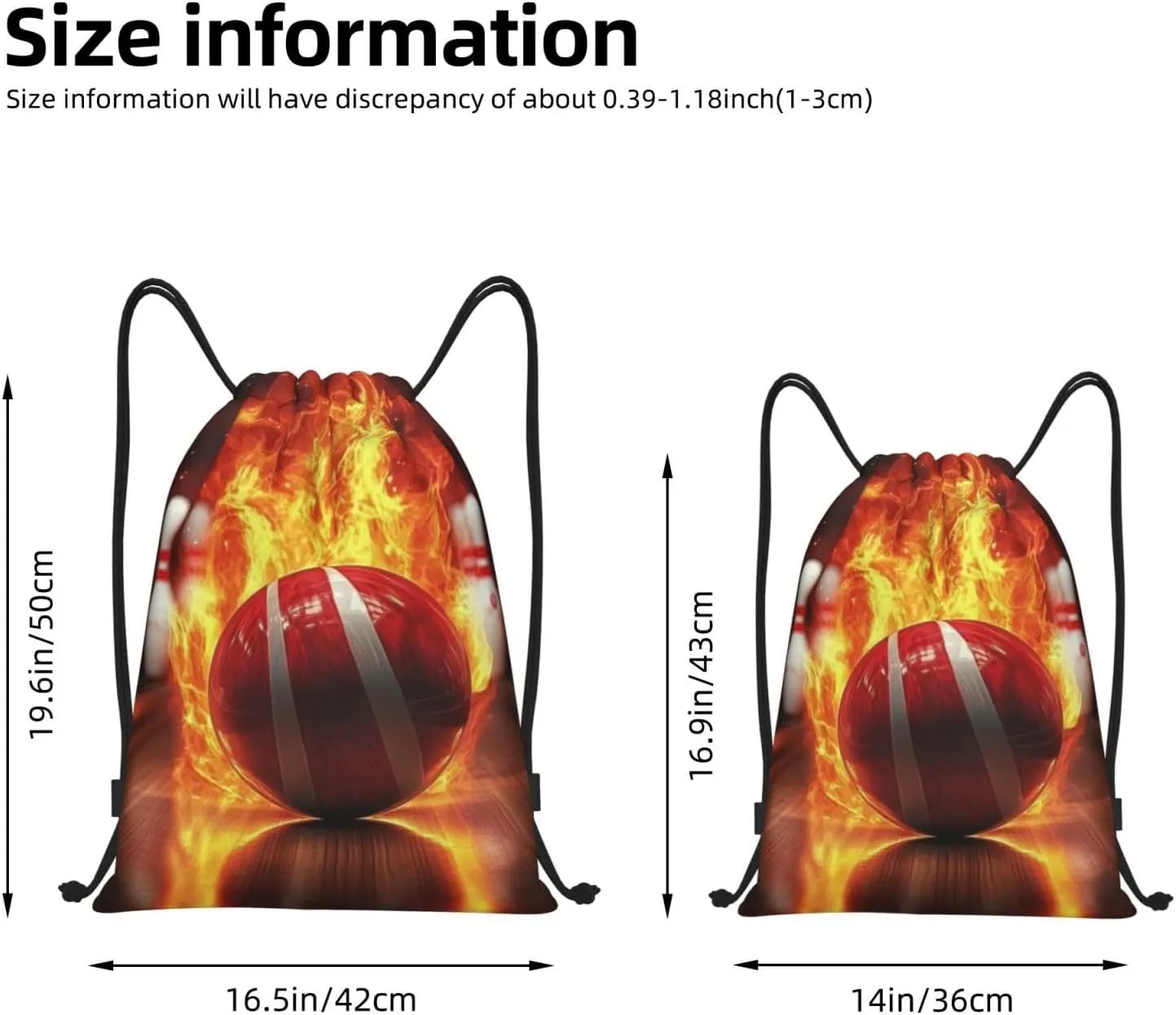 Bowling Ball Pattern Drawstring Backpack Bag - Sports Gym Sack For Women Men