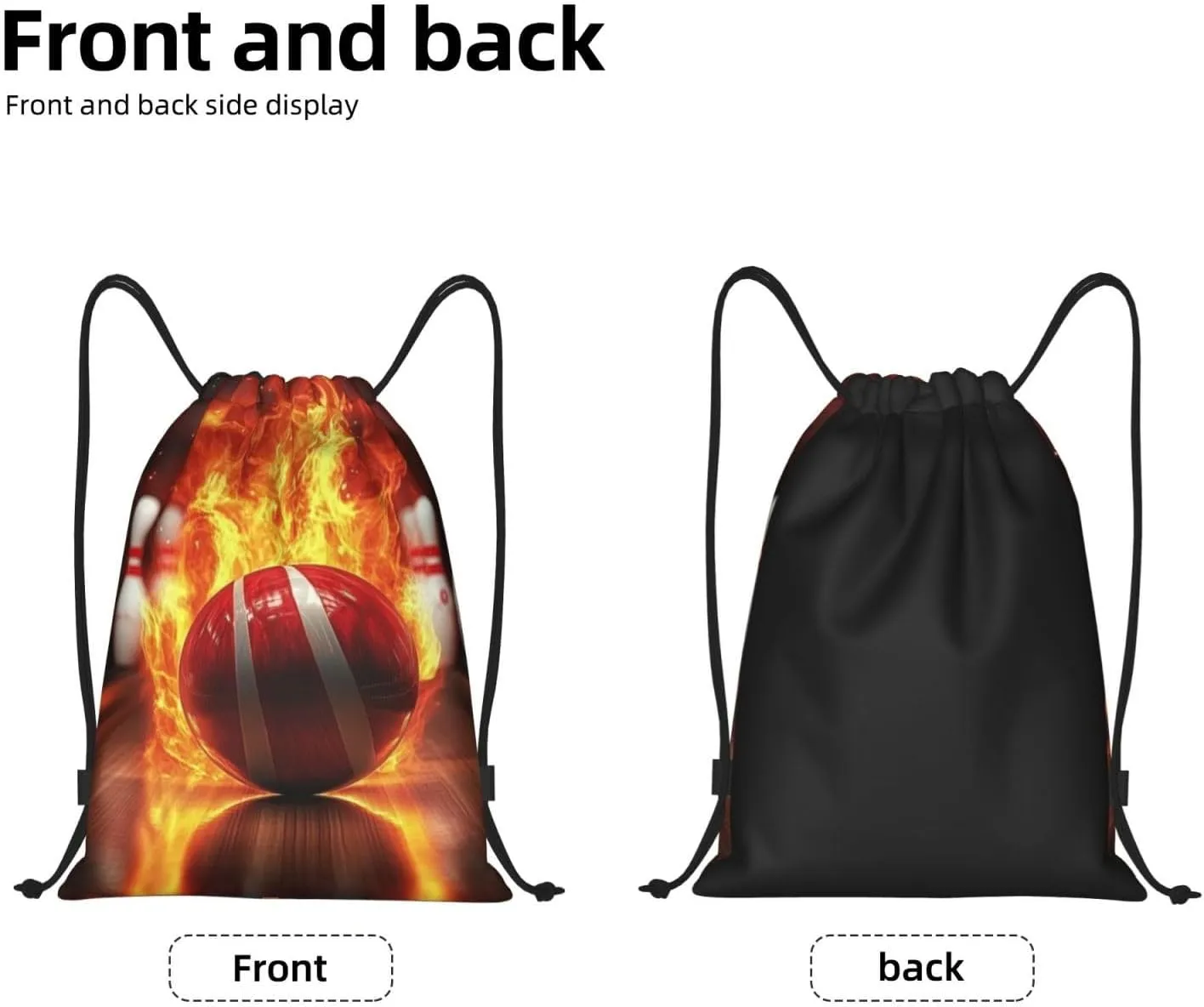 Bowling Ball Pattern Drawstring Backpack Bag - Sports Gym Sack For Women Men