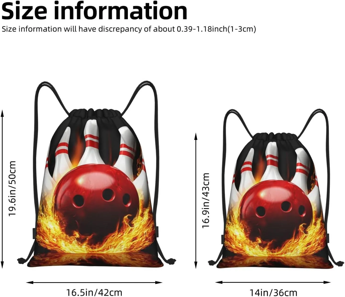 Bowling Ball Pattern Drawstring Backpack Bag - Sports Gym Sack For Women Men