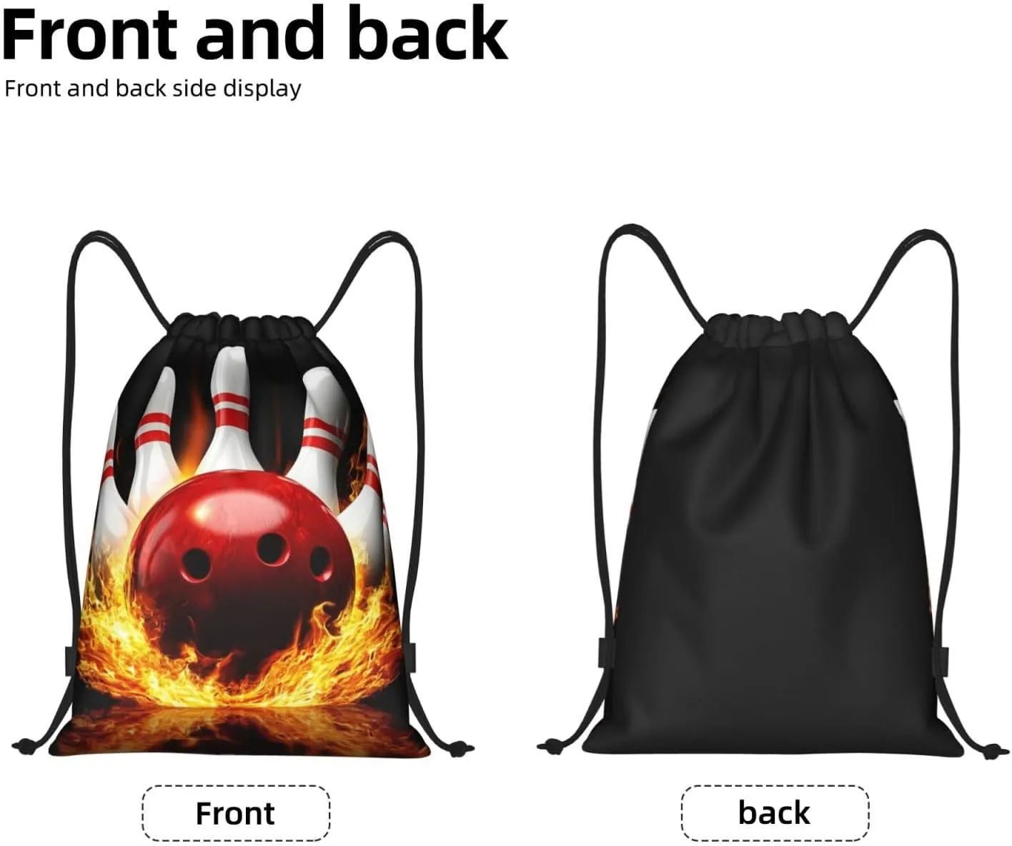 Bowling Ball Pattern Drawstring Backpack Bag - Sports Gym Sack For Women Men