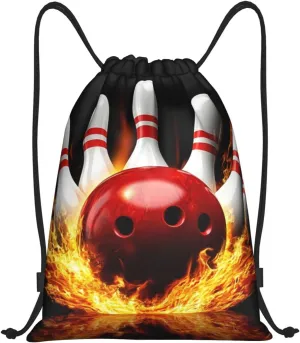 Bowling Ball Pattern Drawstring Backpack Bag - Sports Gym Sack For Women Men