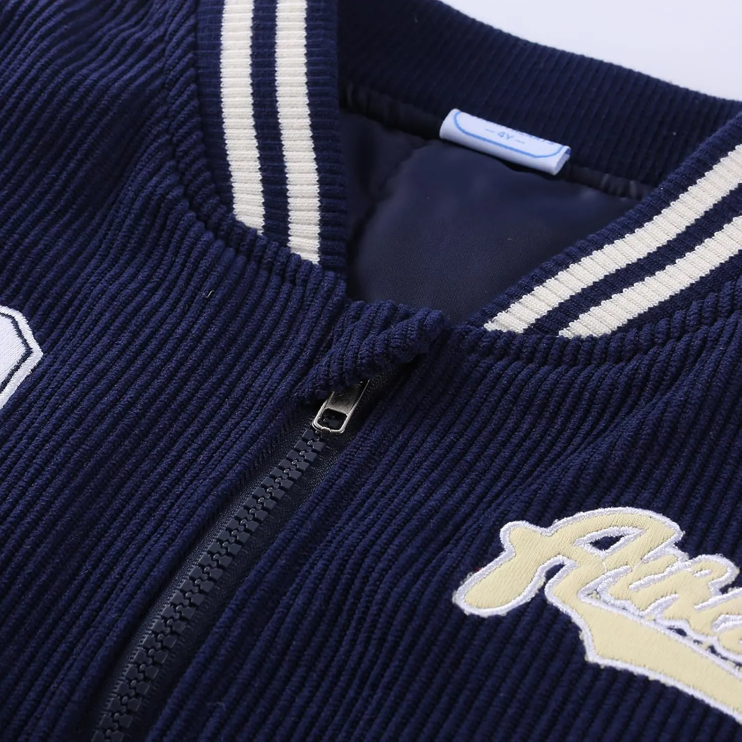 Boy Girl Varsity Jackets Kids Letterman Winter Jacket Toddler Bomber Baseball Padded Coat Outerwear (Size:2-7)