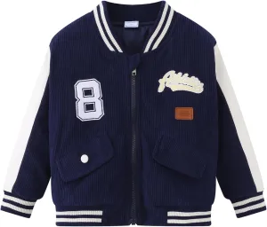 Boy Girl Varsity Jackets Kids Letterman Winter Jacket Toddler Bomber Baseball Padded Coat Outerwear (Size:2-7)