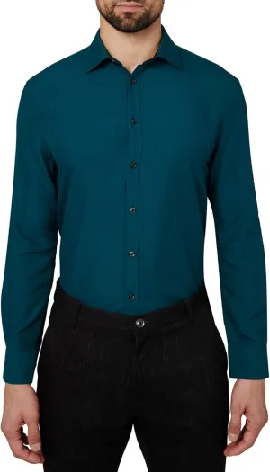 Calabrum Mens Long Sleeve Wrinkle Free Performance Dress Shirt