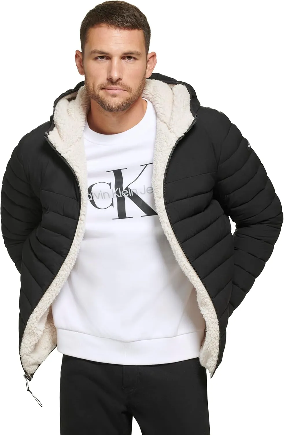 Calvin Klein Men's Mid-weight Sherpa Lined Puffer