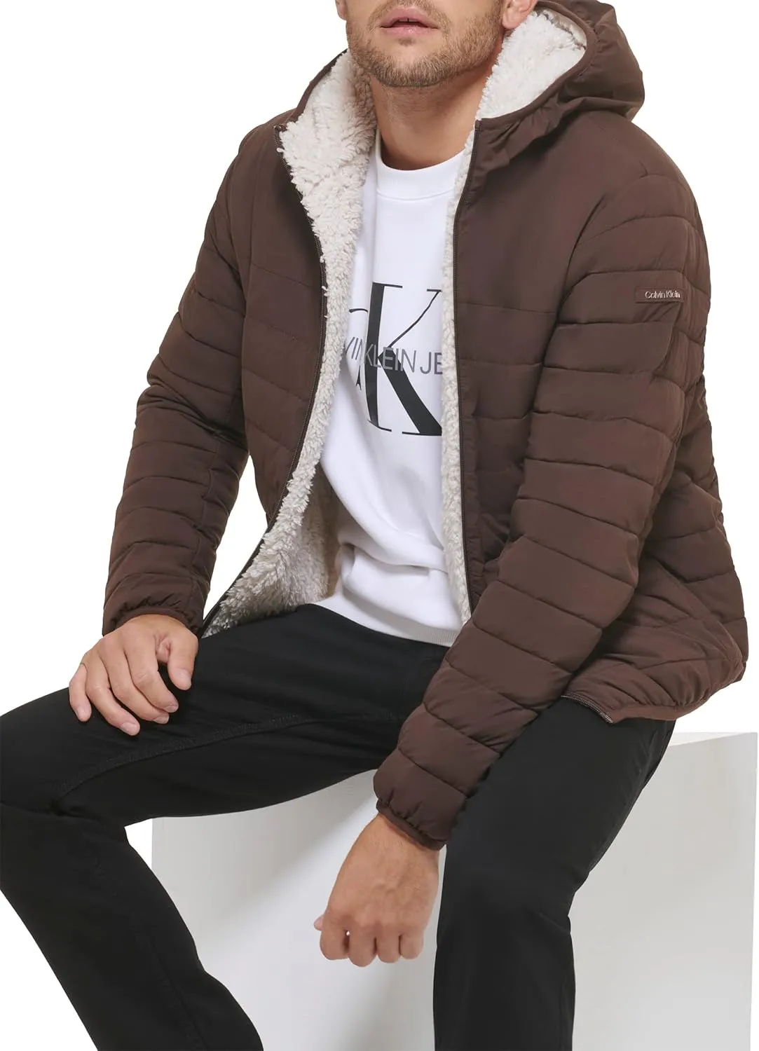Calvin Klein Men's Mid-weight Sherpa Lined Puffer