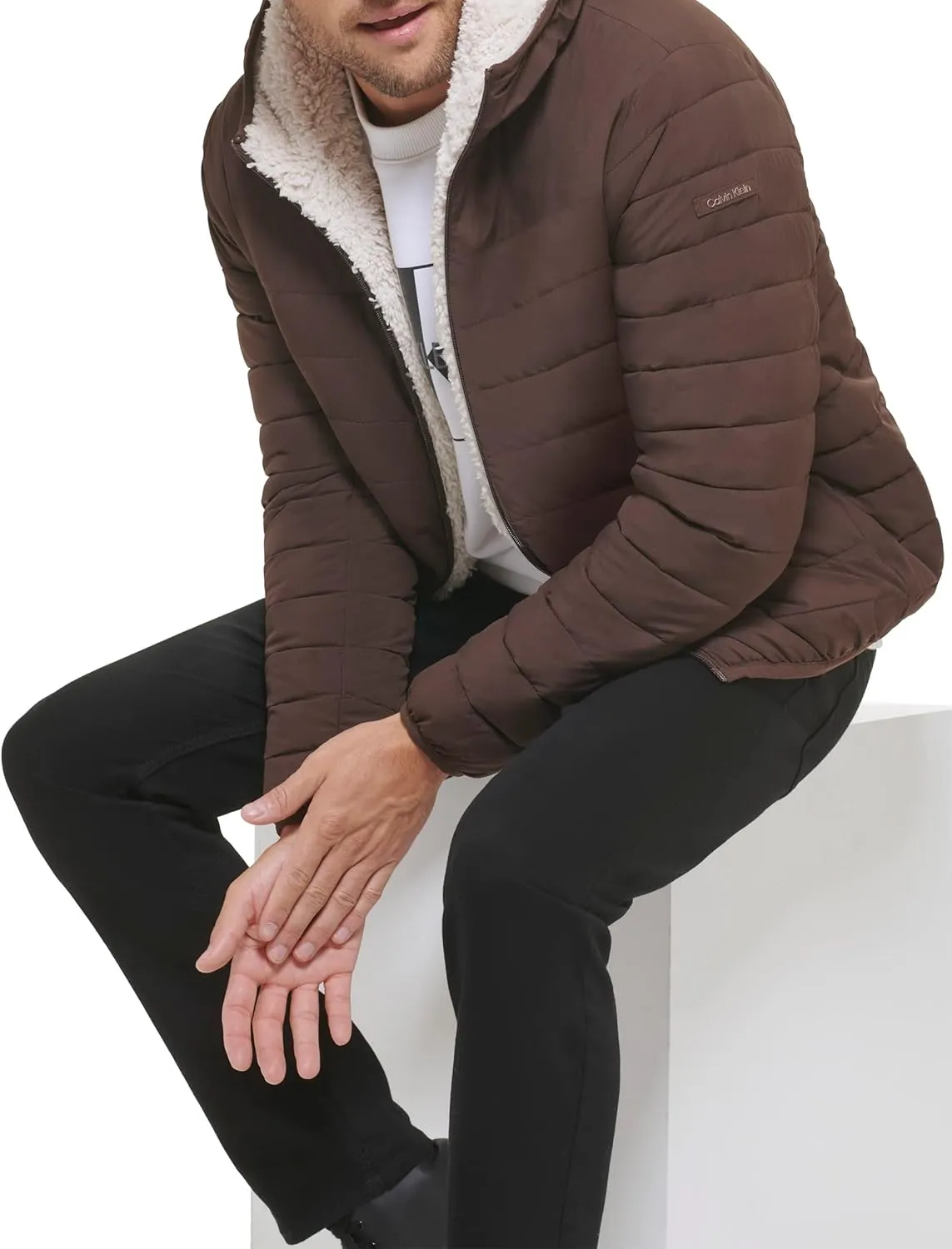 Calvin Klein Men's Mid-weight Sherpa Lined Puffer