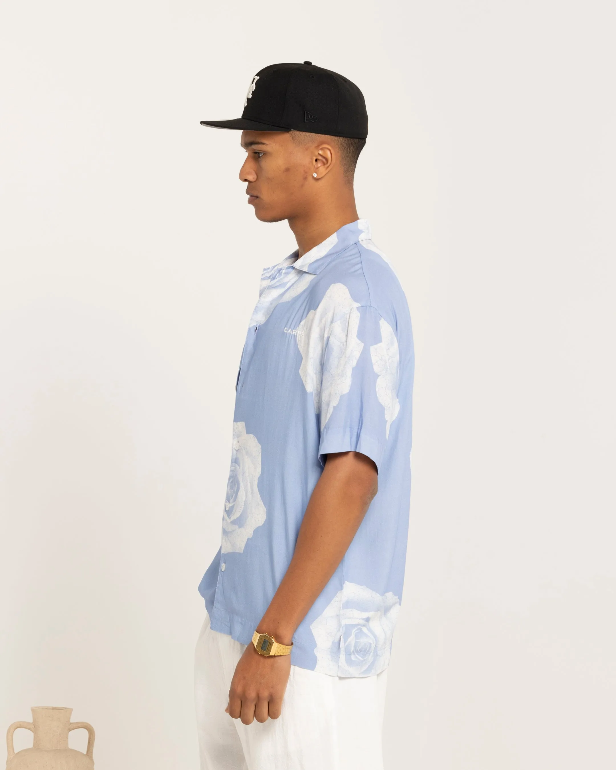 Carre Rose Bunch Button Up Shirt Light Blue