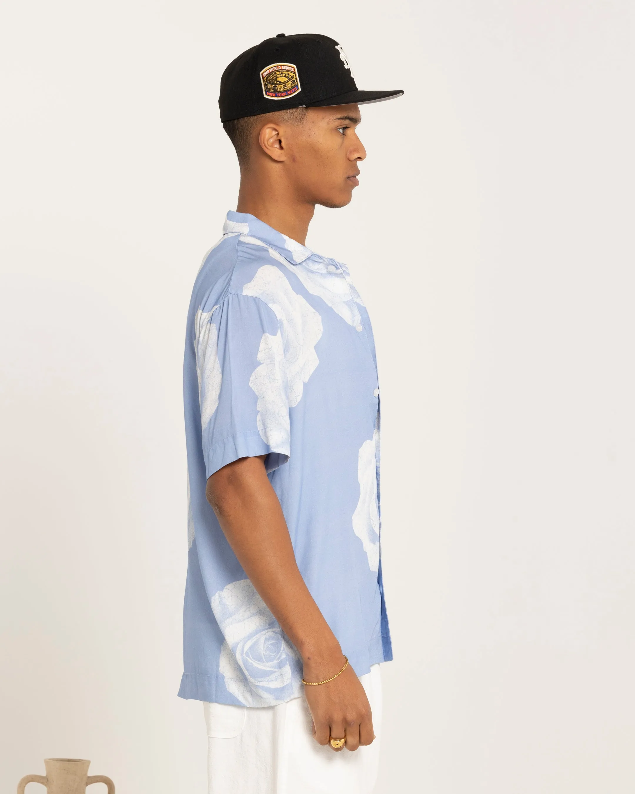 Carre Rose Bunch Button Up Shirt Light Blue
