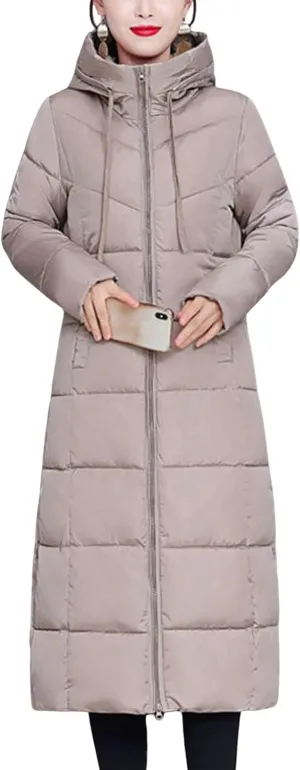 CHARTOU Women's Hooded Long Puffer Jacket Padded Down Alternative Winter Coat Outwear