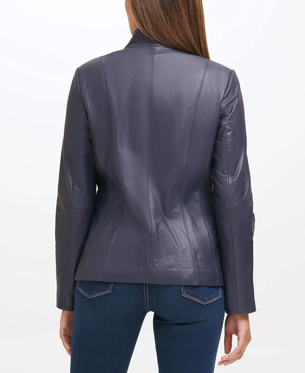 Cole Haan Women's Leather Wingtip Collared Jacket